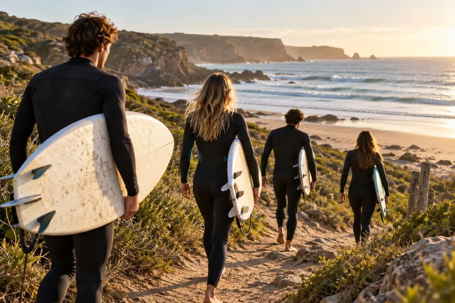 Travellers on a multi-day surf camp trip on the NSW coast